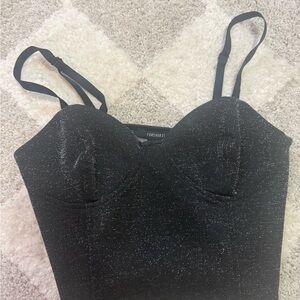 Forever 21 Black Sparkle Bustier Tank Top